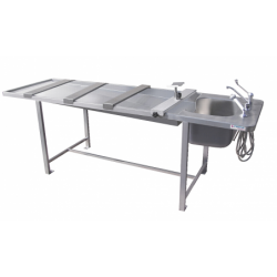 autopsy table with tray and permanent wash